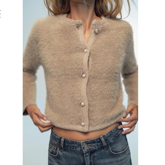 ZARA FAUX FUR KNIT JACKET NWT - Picture 1 of 6